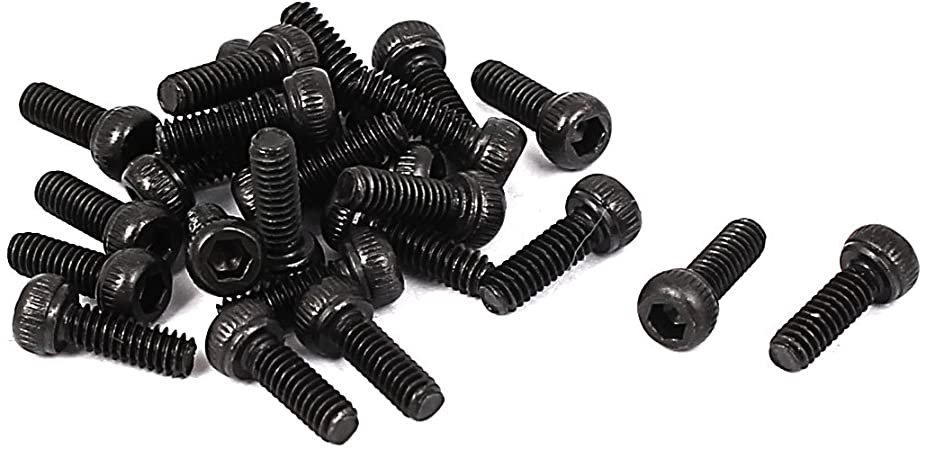 uxcell M2 x 6mm Full Thread Hex Socket Cap Head Screws Bolts 25 Pcs