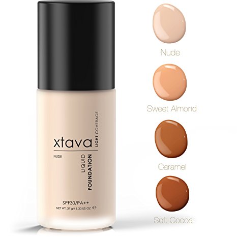 xtava Sheer Matte Liquid Foundation with SPF 30 - Natural, Luminous, Professional Quality Formula with Buildable Coverage - Cruelty Free Makeup - Crafted in Korea (Nude)