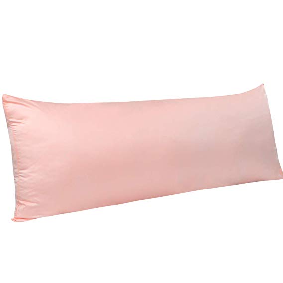 NTBAY Body Pillow Cover, Satin Body Pillowcases with Zipper Closure, Silky Soft and Luxury, for Adults Pregnant, Pink 20" x 54"