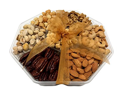 NUTS U.S. - Fancy Nuts Gift Basket, Freshly Roasted, Ready to Enjoy, Spread the Love (Juts Nuts - 7 Variety - Gold Ribbon)