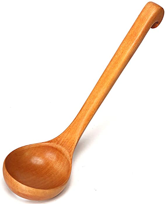 Wooden Spoon Kitchen Hook End Straight Handle Soup-ladle Eco Friendly Natural and Non Toxic Wood Kitchen dinnerware Tools