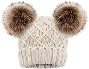 Arctic Paw Women Winter Cable Knit Fleece Lined Warm Pom Pom Beanie Hat