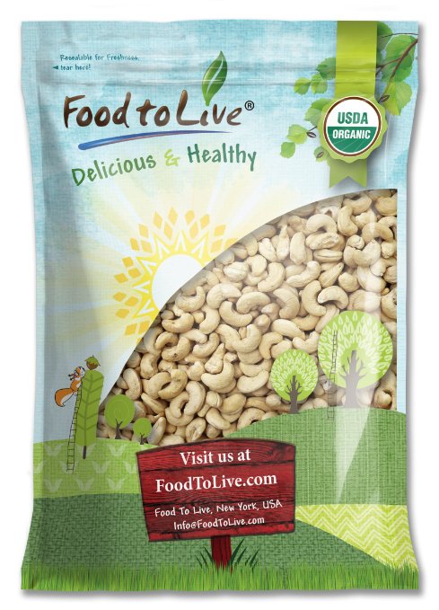 Food To Live  Organic Cashews Whole Raw 12 Pounds