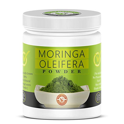 100% Pure & Raw Moringa Leaves Powder by Holy Natural, Organically Grown -16 Oz