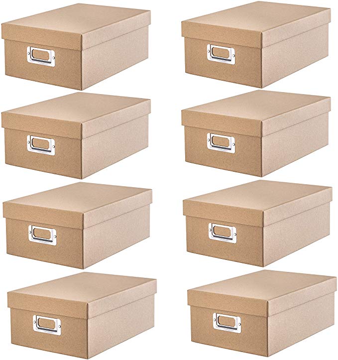 Darice Photo Storage Boxes with Index Cards: Kraft Brown, 7.5 x 4 x 11 Inches, 8 Pack