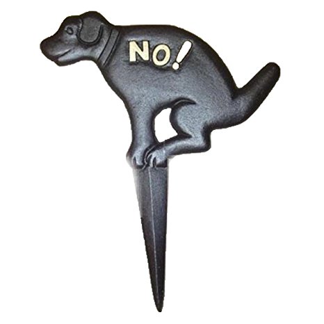 Pit Bull No Pooping Naughty Dog Black Yard Sign, Cast Iron