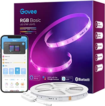 Govee LED Lights, a Roll of 15m Work with Alexa and Google Assistant, Smart WiFi App Control RGB LED Light Strip,Music Sync 15m LED Lights for Bedroom