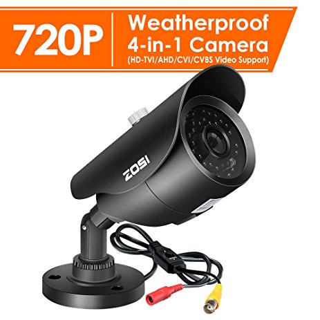 ZOSI 1.0 Megapixel HD 720P 4 in 1 TVI/CVI/AHD/CVBS Security Cameras Day Night Waterproof Camera 120ft IR Distance, Aluminum Metal Housing,Compatible for HD-TVI, AHD, CVI, and CVBS/960H analog DVR