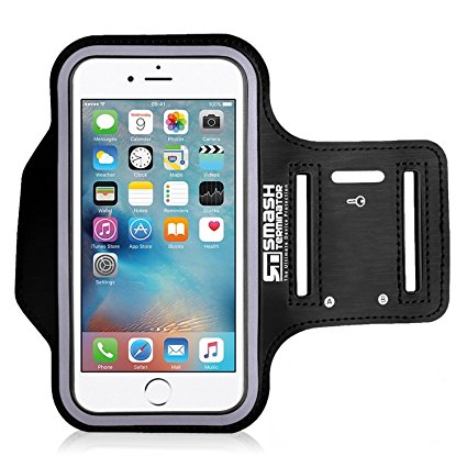 iPhone 7 / 6s Plus | Samsung S7 Edge | OnePlus 3 | LG G6 Armband, SmashTerminator® Sport Armband for the Latest 5.5” Smartphones - Perfect for Sports, Running, Jogging, Cycling, Exercise - Sweat-Free High-Quality Neoprene with Key holder & Reflective Frame