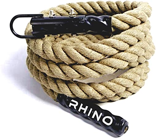 Rhino Fitness Polydac Exercise Climbing Rope with Hook for Cross Fitness Workout Rock Climbing Ropes for Indoor Gym