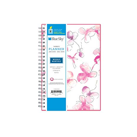 Blue Sky 2019 Weekly & Monthly Planner, Flexible Cover, Twin-Wire Binding, 5" x 8", Orchid