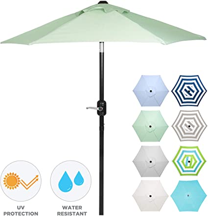 6 Ft Outdoor Patio Umbrella with Aluminum Pole, Easy Open/Close Crank and Push Button Tilt Adjustment - Sage Green Market Umbrellas