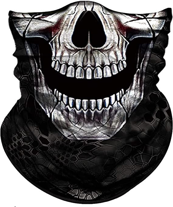 Obacle Skull Face Mask Half for Dust Wind Sun Protection Seamless 3D Tube Mask Bandana for Men Women Durable Thin Breathable Skeleton Mask Motorcycle Riding Biker Fishing Cycling Sports Festival