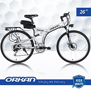 ORKAN Floding E-Bike 7 Speeds Floding Electric Bike 250W Electric Suspension Montain Bike 36V / 1.8A 26''