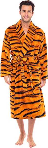 Alexander Del Rossa Men's Warm Fleece Robe, Plush Bathrobe