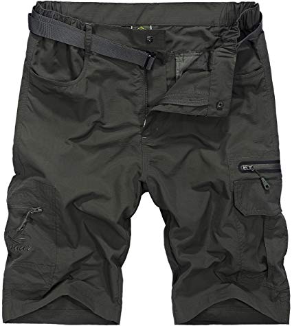 HOW'ON Men's Outdoor Hiking Shorts Expandable Waist Lightweight Quick Dry Shorts