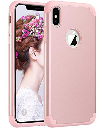 ULAK iPhone Xs Max Case for Girls, Slim Fit Hybrid Soft Silicone Hard Back Cover Anti Scratch Bumper Design Protective Case for Apple iPhone Xs Max 6.5 inch 2018 (Rose Gold Rose Gold)