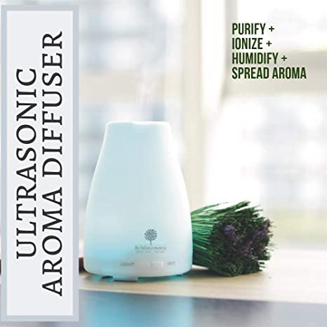 The Balance Mantra Aromatherapy Essential Oil Diffuser Ultrasonic Diffusers Cool Mist Humidifier with 7 Colors LED Lights and Waterless Auto Shut-off for Home Office Bedroom Room