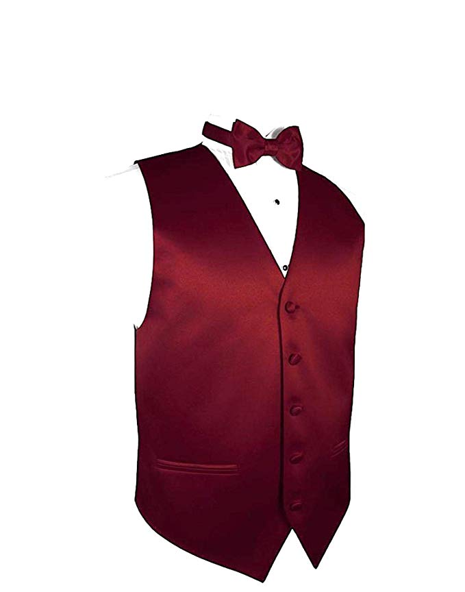Solid Dress Vest & Bow Tie Set for Suit or Tuxedo