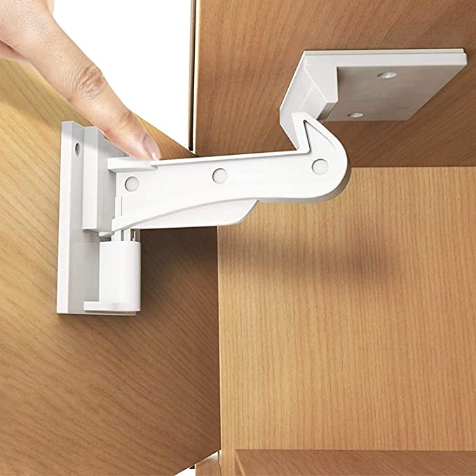 VASLON Invisible Baby Proofing Cabinet Latch Locks , No Drilling or Tools Required for Installation, Works with Most Cabinets and Drawers, Works with Countertop Overhangs,Child & Baby Proof ,Highly Secure(10 Pack)