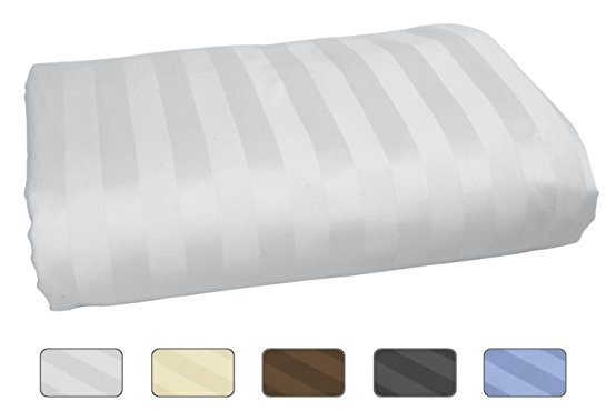 American Pillowcase 100% Long Staple Cotton Luxury Striped 540 Thread Count Flat Sheet - King/California King, White