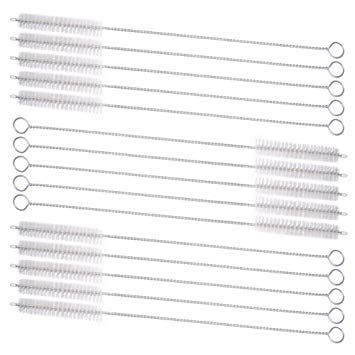 GFDesign Drinking Straw Cleaning Brushes Set Pipe Tube Cleaner Nylon Bristles Stainless Steel Handle - 8" x 3/8" (10mm) - Set of 15