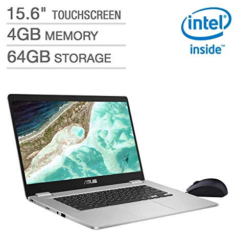 2019 Asus 15.6" FHD Touchscreen Thin & Light Chromebook Laptop Computer, Intel Quad-Core Pentium N4200 up to 2.5GHz, 4GB DDR4, 64GB eMMC, 802.11ac WiFi, Bluetooth, USB 3.1, Chrome OS