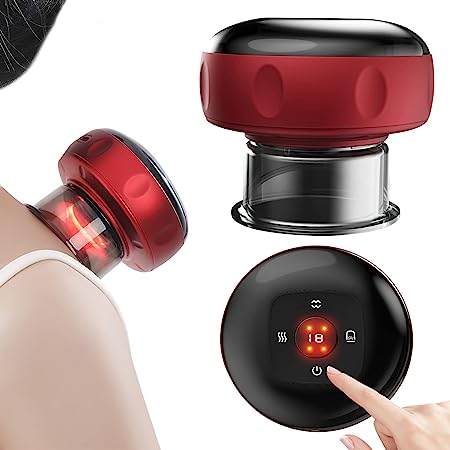 Electric Cupping Therapy Set, Cupping Set with 12 Level Heating & Suction, Smart Cupping Therapy Massager for Reduce Fatigue & Pain, Smart Portable & Rechargeable, Red