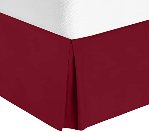 Nestl Bedding Bed Skirt - Soft Double Brushed Premium Microfiber Dust Ruffle - Luxury Pleated Dust Ruffle, Hotel Quality Sleek Modern Bed Skirt, Easy Fit with 14 in Tailored Drop, Cal King, Burgundy