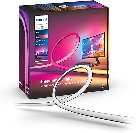 Philips Hue Play Gradient Lightstrip for 32" to 34" PC Monitors - White & Color Light (Hue Bridge Required), Compatible with Alexa & Google Assistant – A Certified for Humans Device