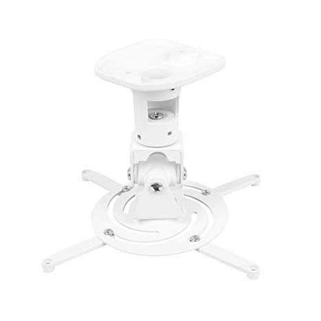 DYNAVISTA Full Motion Universal Ceiling Projector Mount Bracket with Adjustable Extendable Arms Rotating Swivel Tilt Mount for Home and Office Projector (White)