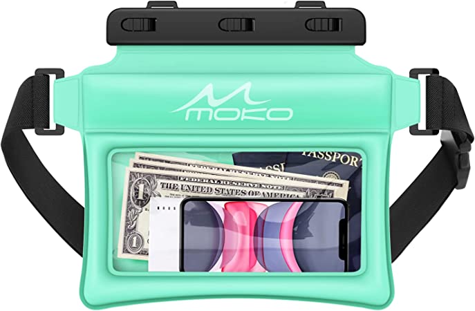 MoKo Waterproof Phone Pouch Fanny Pack, Floating Dry Bag for Swimming Kayaking Snorkeling, Compatible with iPhone 13/13 Pro Max/12/12 Pro Max/11 Pro Max, Galaxy S21 Ultra/S9/Note 10 Plus