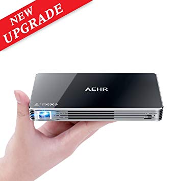 Mini Projector,Portable Pico Video Projector Android 7.1 for iPhone and Android phone,HD 1080P 120" Home Theater,Support Wired and Wireless Same Screen by AEHR