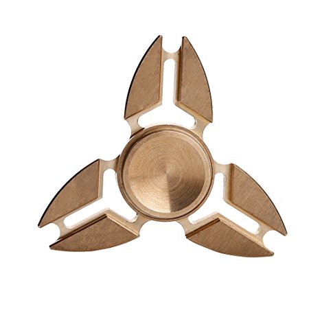 GoTwiddle Spinner Fidget Toy Metal Copper Triangle Hand Spinner - Premium High Speed Bearing - Stainless Steel Metal Frame - for Calm and Focus ADHD Autism Kids Adult - Spin 2-4 Minutes - Gold(Jerry)