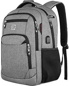 Laptop Backpack,Business Travel Anti Theft Slim Durable Laptops Backpack with USB Charging Port,Water Resistant College School Computer Bag for Women & Men Fits 15.6 Inch Laptop and Notebook - Grey