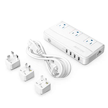 BESTEK Step Down 220V to 110V Voltage Power Converter with 4-Port USB Universal Travel Adapter and EU/UK/AU/US Worldwide Plug (New Model, Thinner Design with QC3.0)