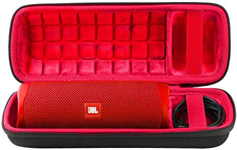 co2crea Hard Travel Case Replacement for JBL FLIP 5 Waterproof Portable Bluetooth Speaker (Black Case   Inside Red)