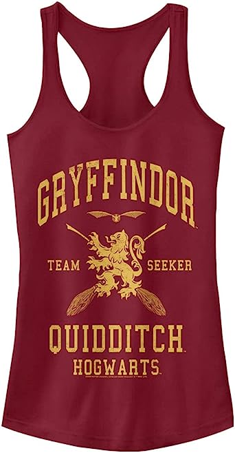 Harry Potter Women's Gryffindor Quidditch Seeker Slim Fit, Scoop Hem Racerback Tank