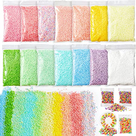 Pastel Foam Balls for Slime, 18 Pack 0.09-0.14 inch Pastel Styrofoam Balls Mini Small Microfoam Assorted Beads Homemade Arts DIY Crafts Supplies for Wedding Party Christmas New Year Decoration