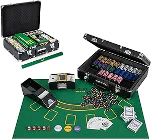 COSTWAY Mallette de Poker en Aluminium avec 600 Jetons & Mélangeur & Distributeur de Cartes, Coffret de Poker avec 6 Jeux de Cartes & 5 Dés et 3 Dealer pour Casino Fête Voyage