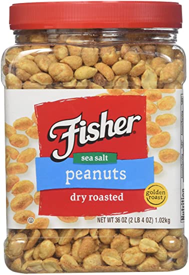 Fisher Dry Roasted Sea Salt Peanuts 36 oz (2 LB 4 oz)