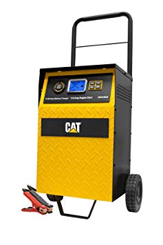 CAT CBC40EW Fully Automatic 40 Amp 12V Rolling Battery Charger/Maintainer with 110A Engine Start, Alternator Check, Cable Clamps