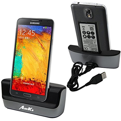 Galaxy Note 3 Charger, Galaxy Note 3 Battery Charging Station, AnoKe USB 3.0 Dual Sync Desktop Charging Docking Station Cradle - Support Charging Spare Battery for Samsung Galaxy Note 3 Dock