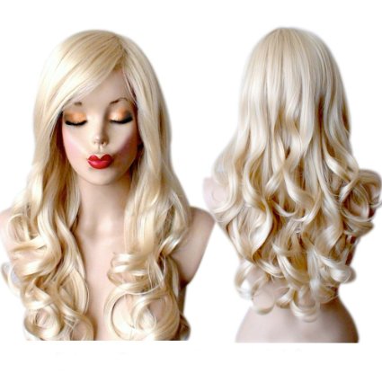 Grimm Hair® Blonde Wigs For Women long curly Blonde Wig Cosplay Wigs Blonde Wig Synthetic Wigs For Daily Use