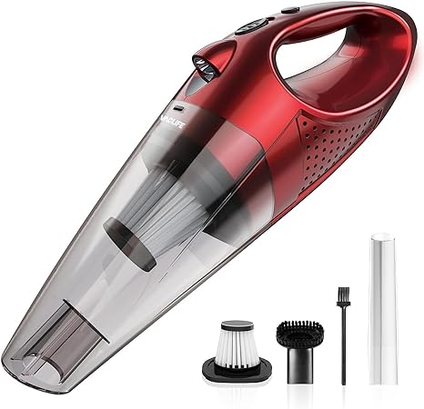 VacLife Handheld Vacuum, Car Hand Vacuum Cleaner Cordless, Mini Portable Rechargeable Vacuum Cleaner with 2 Filters, Streamer Red (VL189)