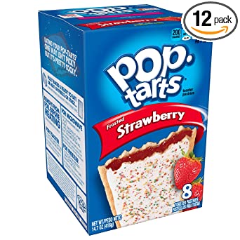 Pop-Tarts Breakfast Toaster Pastries, Frosted Strawberry Flavored, Bulk Size, 96 Count (Pack of 12, 14.7 oz Boxes)