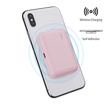 iWALK Qi Wireless Portable Charger Power Bank 3000mah by Sticking to Phone,Compatible with iPhone Xs, XR, X,11, 8,Plus,Samsung Galaxy S10, S10 , S9, S9 , S8, S8 , Note 9, Nexus, HTC and More, Pink