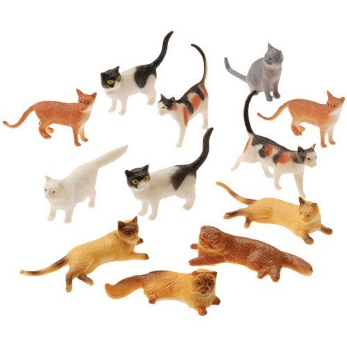 Assorted Plastic 2" Cat Figure Toys (2-Pack of 12)