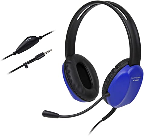 Cyber Acoustics 3.5mm Kid's Stereo Headset with Headphones and Noise Cancelling Microphone Featuring Limited Volume Output - for PCs and Tablets in The Classroom or Home (AC-4800)