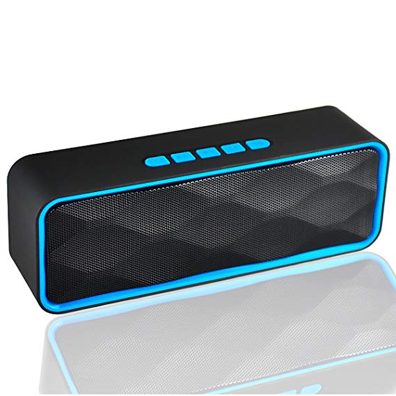 Bluetooth Speaker, Mini Portable Wireless Stereo Bluetooth Speaker with TF Card FM and Phone Call Function [BRIGHTSHOW] (Blue)